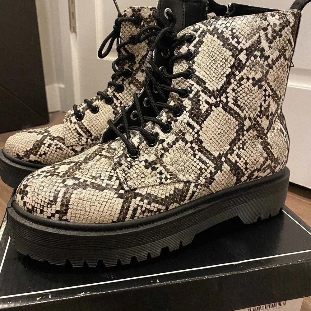 Qupid Snake Print Ankle Boots